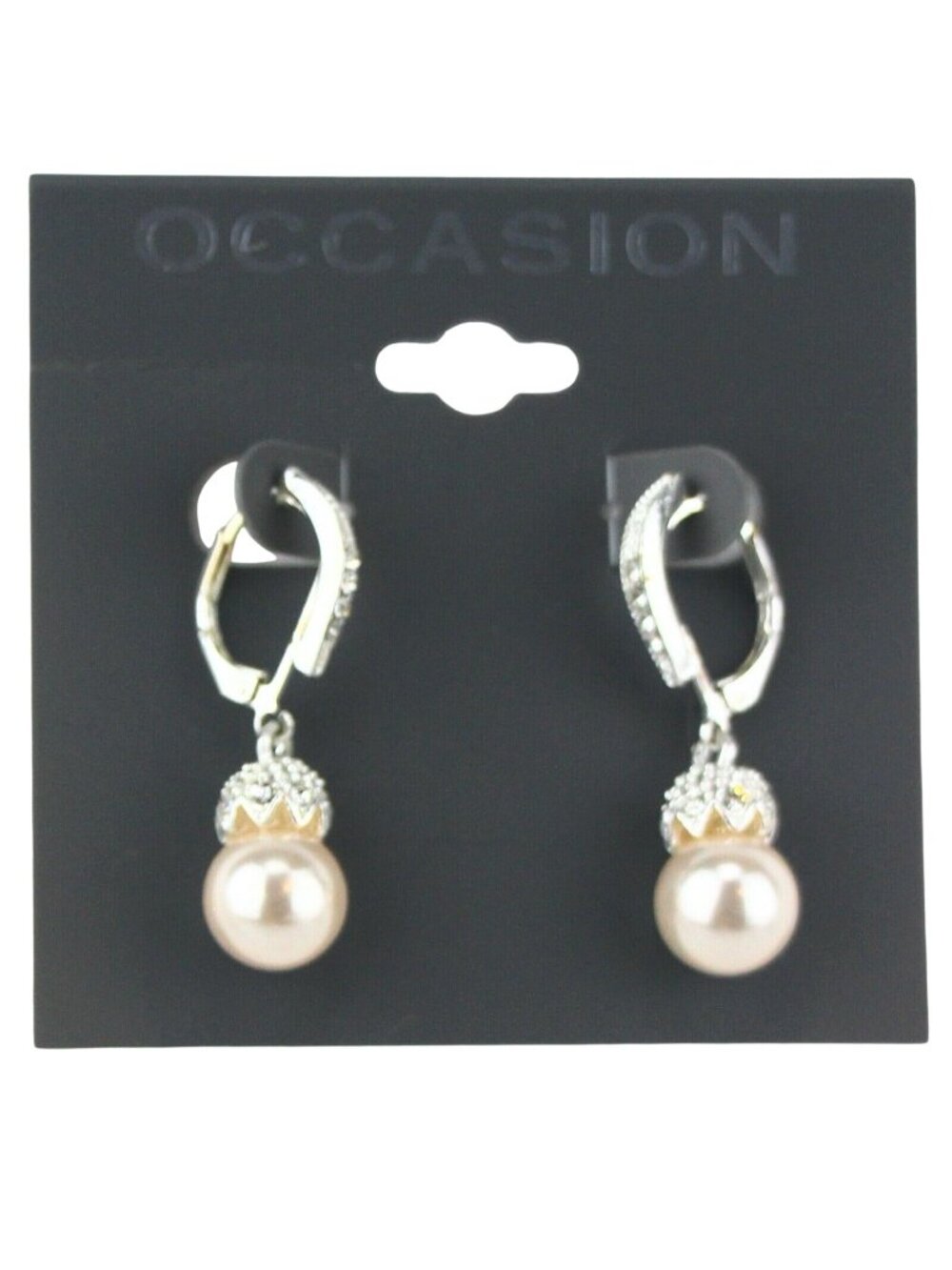 Kohls Special Occasion Earrings Crystal & Imitation Pearl Dangle Silver-tone